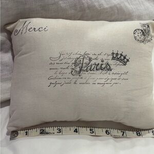 Small Decorative Cream Pillow with Paris Print